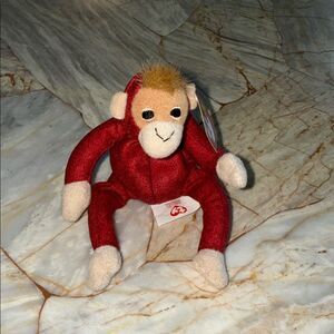 Ty Red and Cream Stuffed Monkey